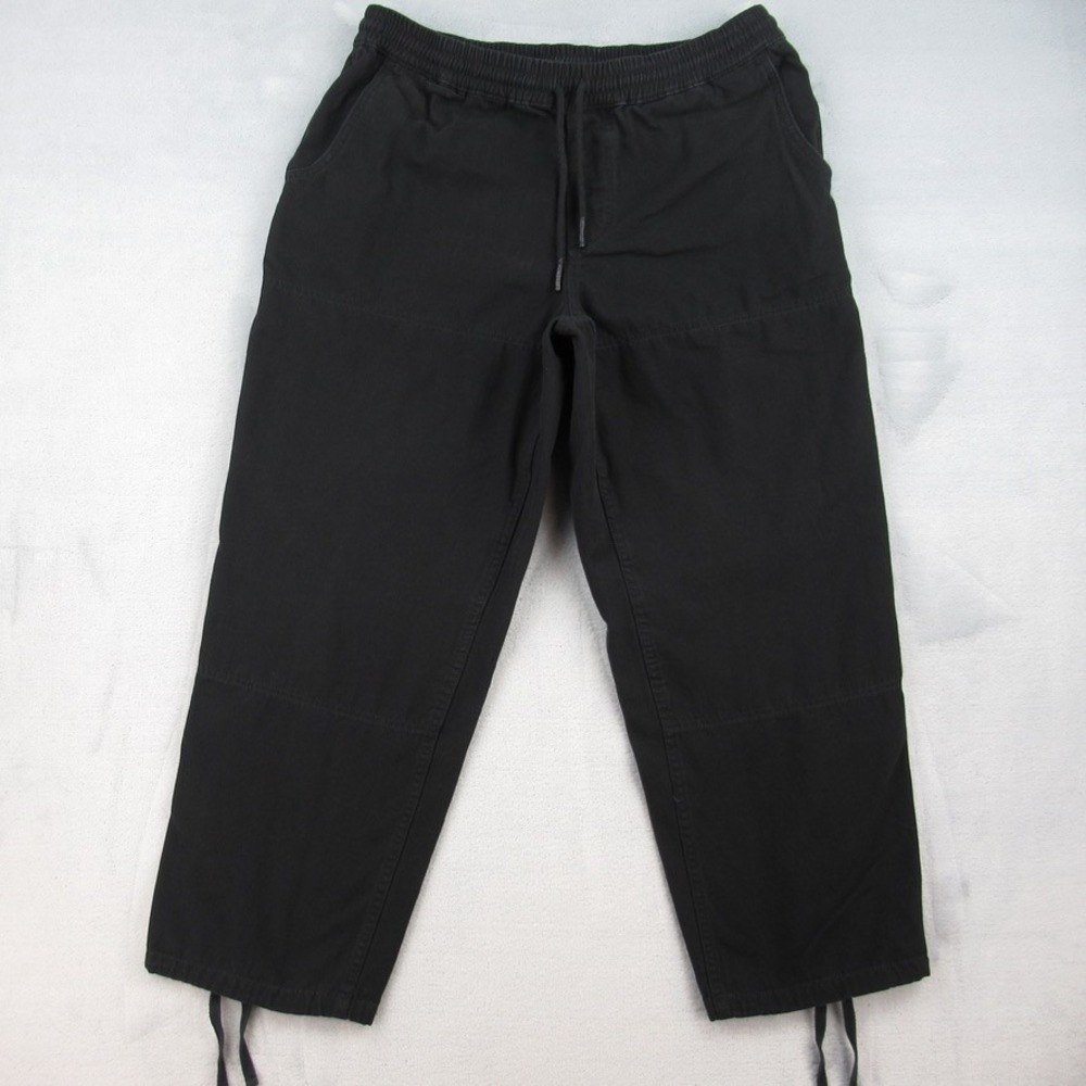 Tactics Mens Medium Black Cotton Canvas Skate Pants Elastic Waist Drawstring Leg